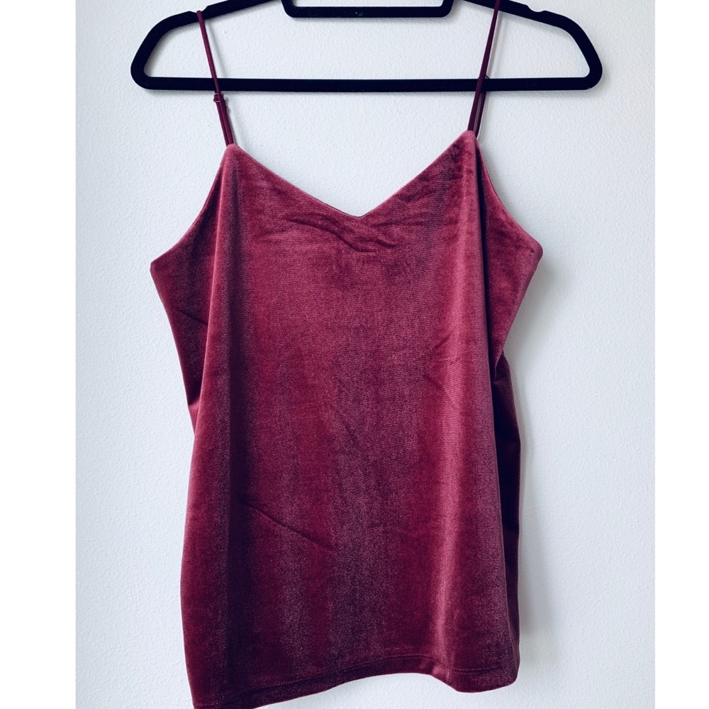 Deep red velvet cami top